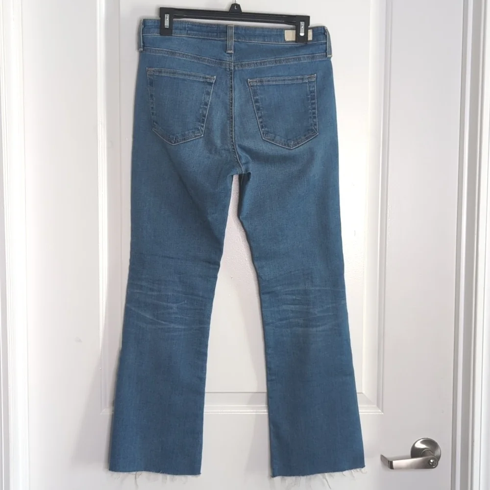 Adriano Goldschmiede The Jodi Crop High Rise Slim Flare Distressed Hem Jeans 28 - Picture 9 of 15